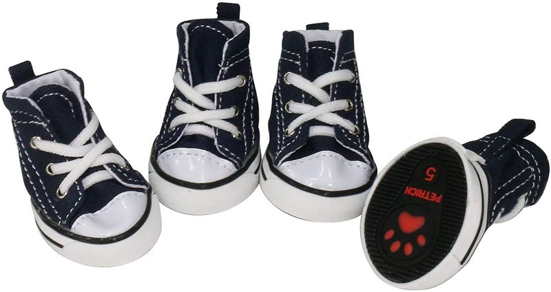 URBEST 4 Pcs Pet Dog Puppy Canvas Sport Shoes, Sneaker Boots, Outdoor Nonslip Causal Shoes (8#, Blue) - Image 1